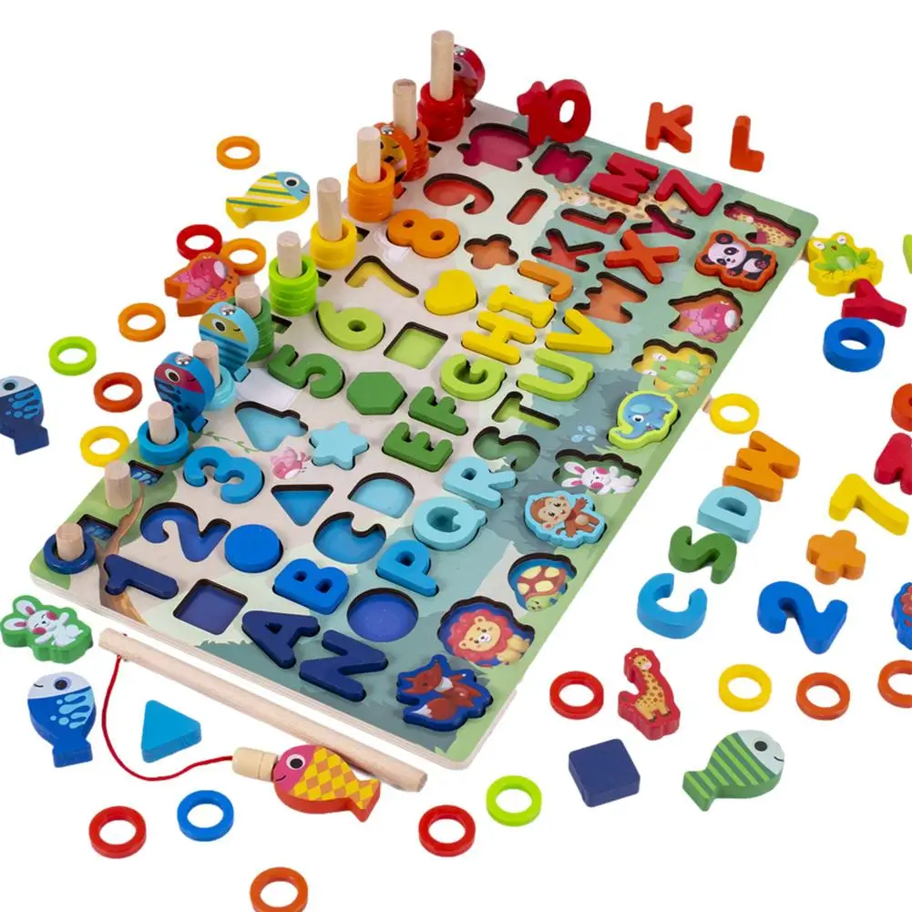 

Wooden Multifunctional Logarithmic Board Number Matching Toys Color Shape Sorter Counting Game Toy Children's Educational Toys