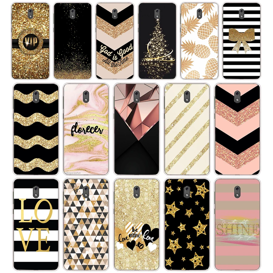 37 gold pink black Glitter Wave point  Silicone TPU Protecti