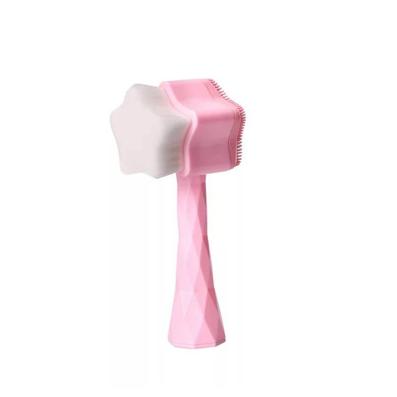 Пентаграмма двусторонний силиконовый Красота щетка-очиститель глубокое очищение для лица очищающая щетка для нежный очиститель пор макияж для ухода за кожей Инструменты - Цвет: Silicone cleaning