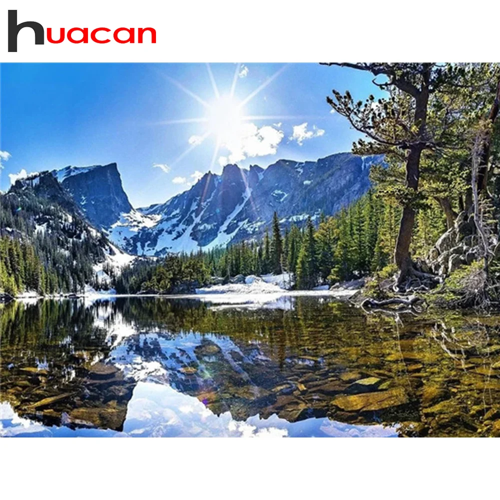 

Алмазная мозаика Huacan 5d, вышивка, река, алмазная живопись, набор для украшения дома