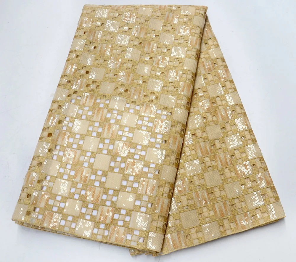 Новейший стиль золотой цвет органза с кружевом в африканском стиле ткань 2019