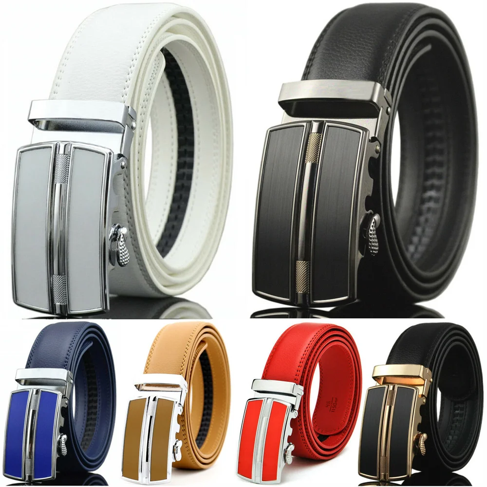 Men Business Belts Automatic Buckle Belt Genune Leather High Quality Belts For Men Leather Strap Casual Buises for Jeans