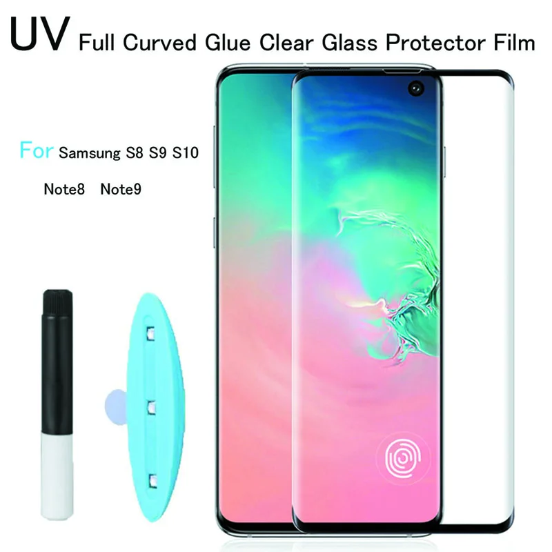 УФ, прозрачный полножидкий клей-экран из закаленного стекла для samsung S8 S9 S10 Plus S7 Edge Note 8 9 10 Plus защитная пленка