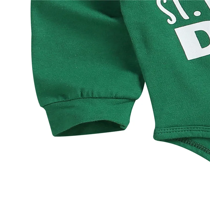 

0-18M Newborn Kid baby St. Patrick's Day Three Piece Set, Infant's Fashion Clover Printed Romper Elastic Waist Pants Hat