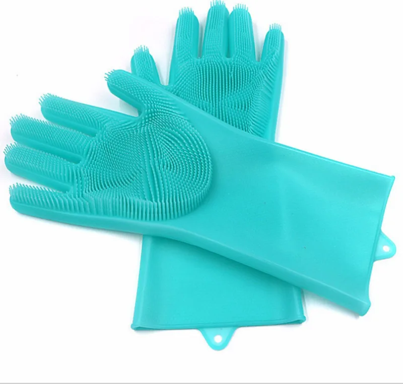 

1 Pair Dishwashing Cleaning Gloves Magic Silicone Rubber Dish Washing Glove for Household Scrubber Kitchen Non-slip Clean Tool