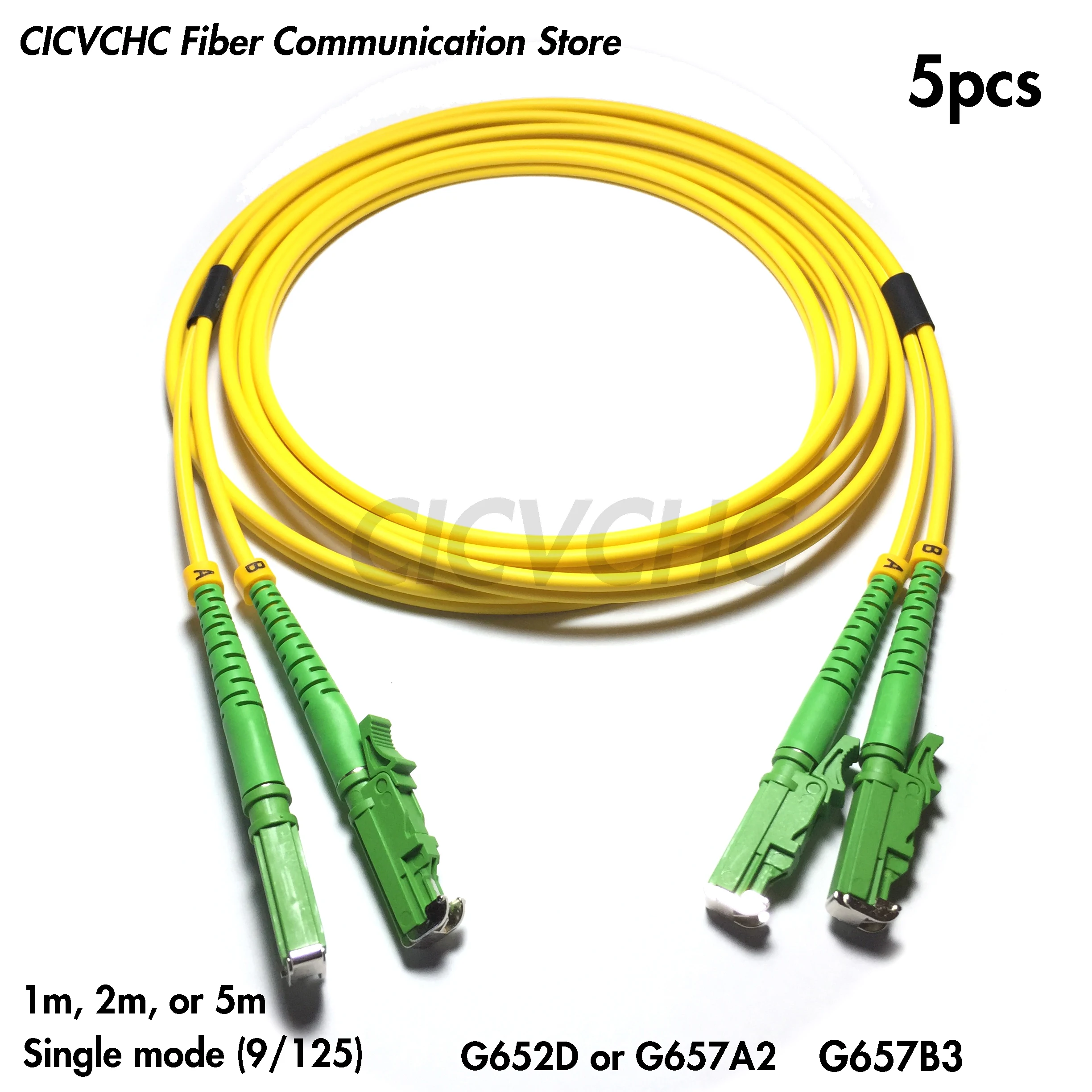 5pcs LSH/APC-LSH/APC(E2000) G652D G657A2-LSZH Duplex 3.0mm  1m, 2m, or 5m Optical Fiber Patchcord/Jumper