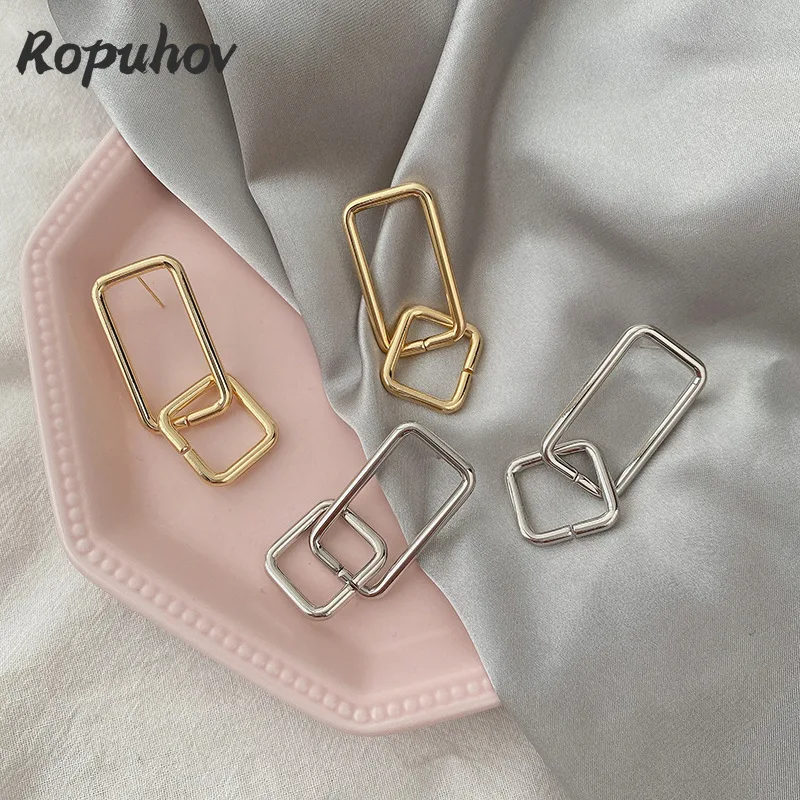 

Модные корейские прямоугольные серьги ROPUHOV 2021, новые круглые серьги с геометрическим рисунком в стиле ретро