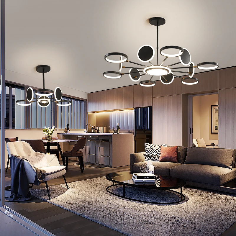

Modern atmospheric LED chandelier Nordic living room decor hanging lamp dining room bedroom stylish hall chandelier lighting