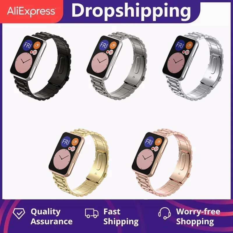 

Металлический ремешок из нержавеющей стали для часов Huawei, подходит для женских/стандартных ремешков, браслет для смарт-часов Huawei Fit, браслет