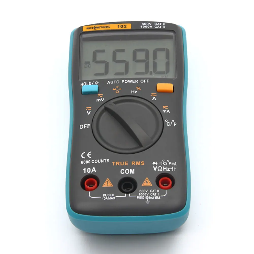 RICHMETERS 102 мини мультиметр lcd Цифровой мультиметр для Вольт Ампер Ом тестер задний светильник Вольтметр Амперметр