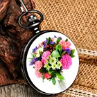 Женские карманные часы с белыми цветами и вазами, карманные часы на цепочке, прочные Цифровые кварцевые часы с маленьким циферблатом и подвеской, подарки на день рождения