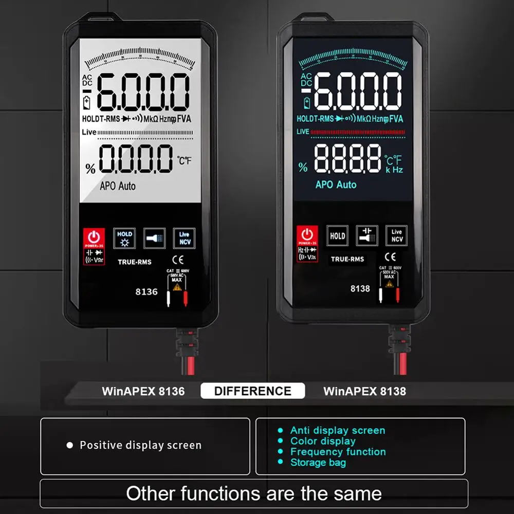 Мультиметр WinAPEX ET8138/8136 с сенсорным экраном цифровой автоматический 6000 отсчетов