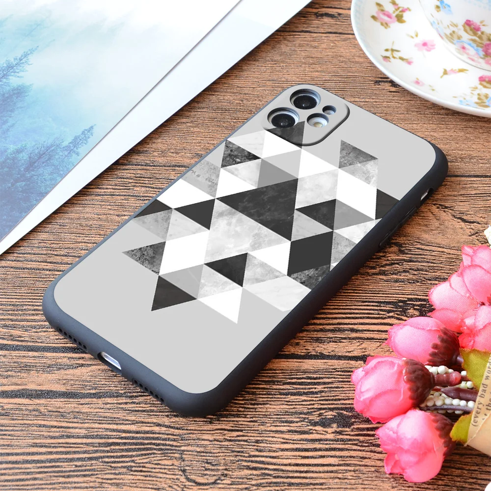 

For iPhone Graphic 202 Black And White Print Soft Matt Apple iPhone Case