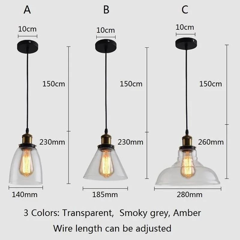 Винтажный подвесной светильник s стеклянный Лофт промышленная Подвесная лампа