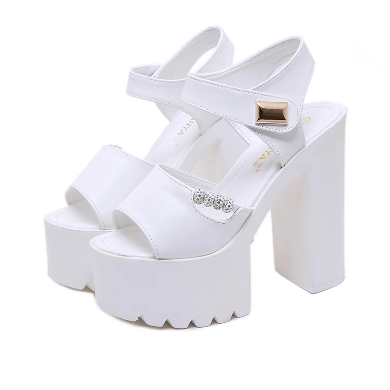 Сандалии женские на массивном каблуке босоножки в стиле панк платформа высокий