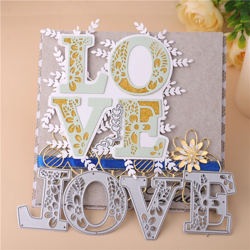 Naifumodo металлические режущие штампы с цветочной надписью Love новые для рукоделия