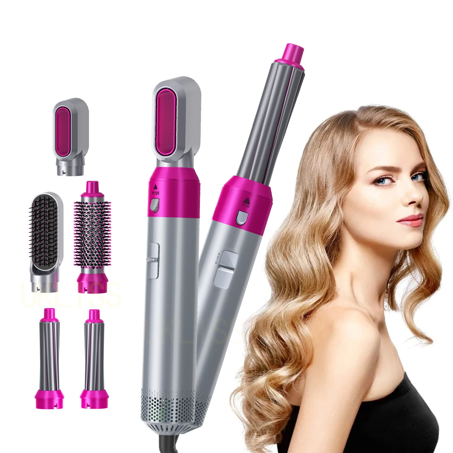 

Hair Curling Wand 5 In1 Negative Ion Hair Waves Curler Straightener Electric Blow Dryer Comb Detachable Hot-air Hair Brush Kit