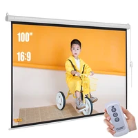 100 Inch 16:9 Wall Mounted Metal Curtain Electric Motorized Pull Down HD Projector Screen  For Home Theater