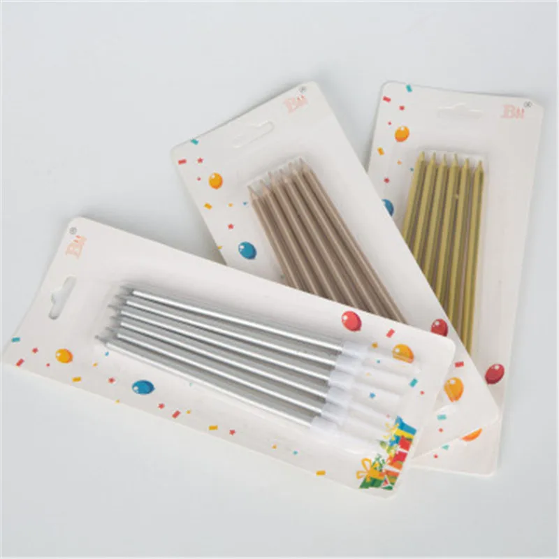 6 шт. золотистый Длинный карандаш Свеча для торта безопасное пламя детей дня