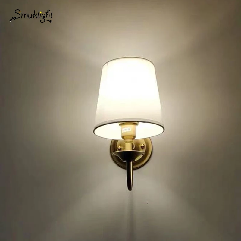 Современные Настенные светильники E14 из натуральной меди тканевые для ванной