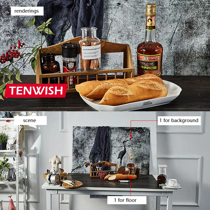 Фон для студийной фотосъемки TENWISH 57x87 см древесина деревенская кирпичная стена