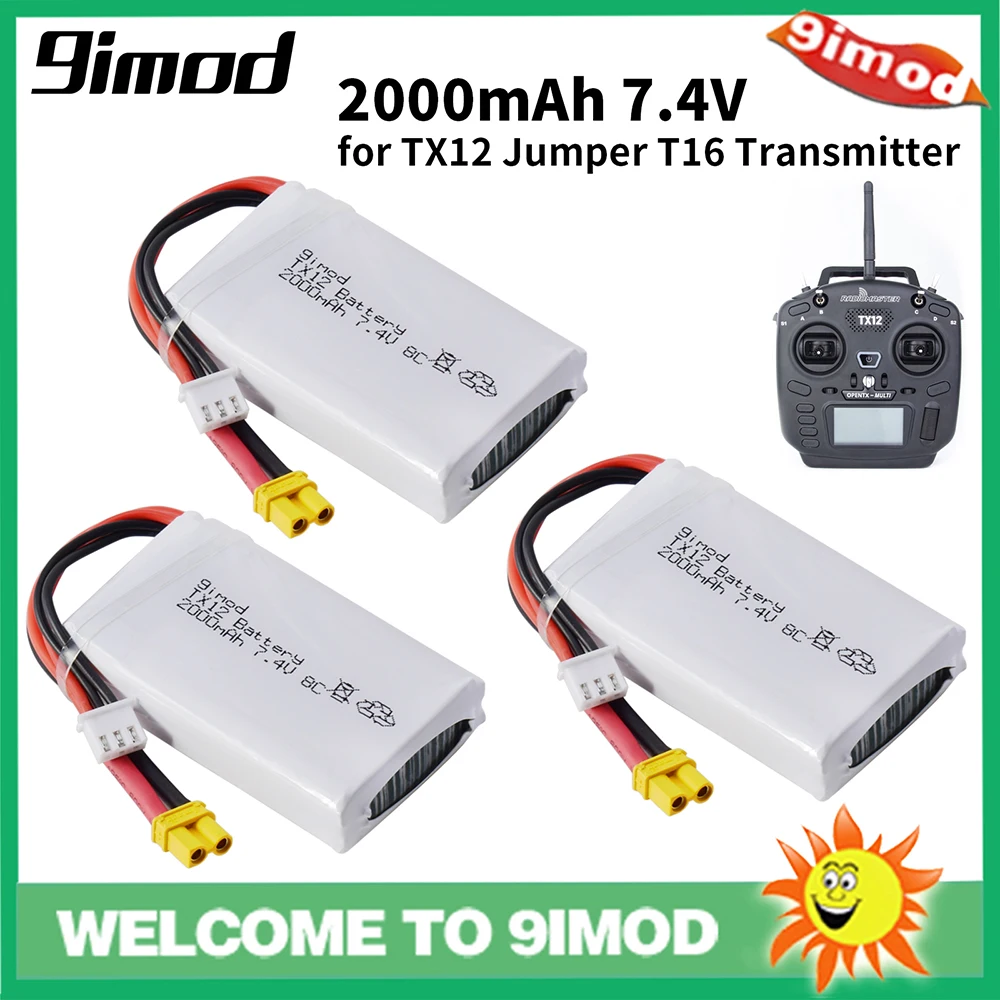 

Good Sale 2000mah 7.4V 2S Lipo Battery 8C JST-XH and jst Plug for OPENTX RadioMaster TX12 Jumper T16 Remote Control Transmitter