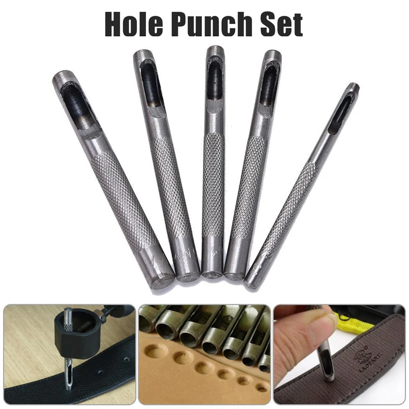

High Quality Round Steel Leather Hole Punch Hollow Belt Craft Punch Alloy Tool For DIY Pastic Wood Leather Belt Perforated 5Size