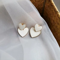 contracted heart shaped earrings personality drip small pure and fresh and ins wind stud earrings south korea female