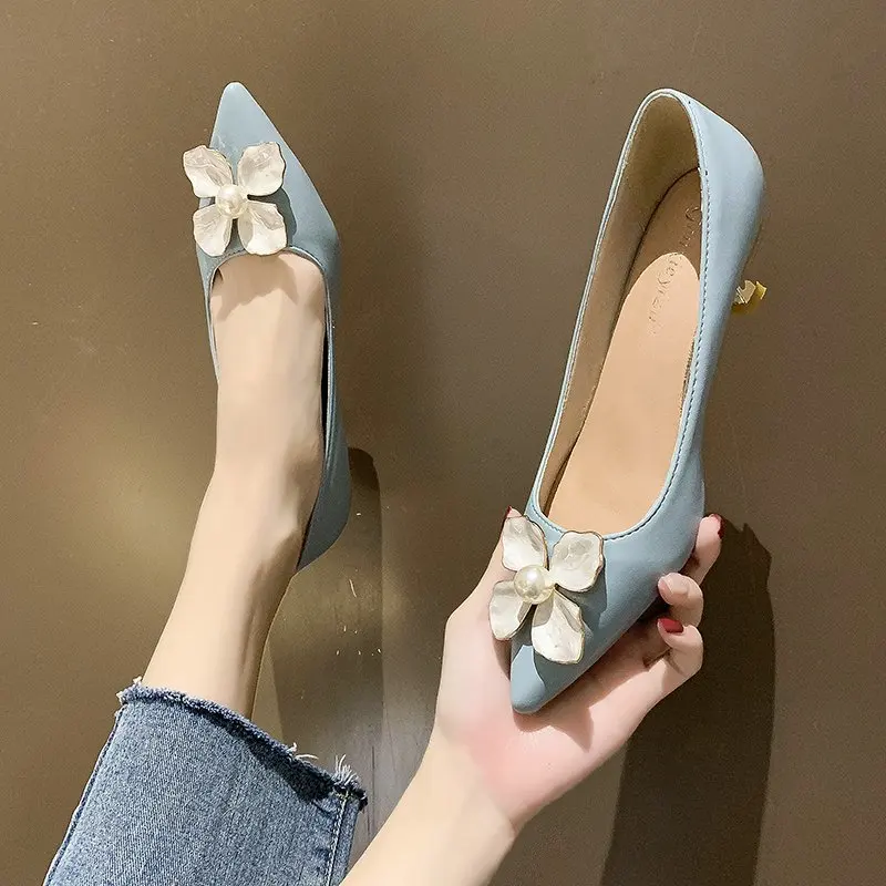 

Single Shoes Women 2022 Fashion New Spring All-match Pointed Toe Stiletto Shallow Mouth Mary Jane Shoes Female High Heels