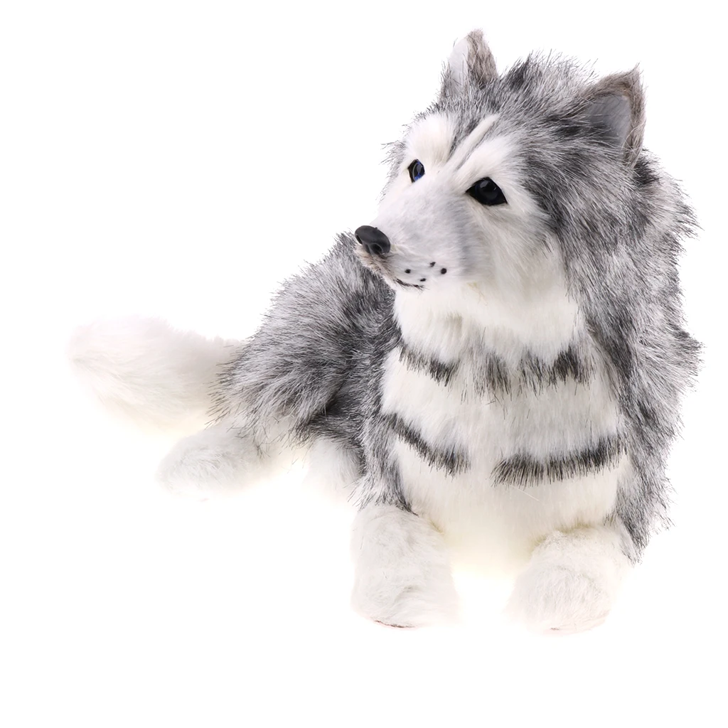 

Grey Lying Husky Farm Animal Dog Model Teaching Prop Home Decoration Gift Craft