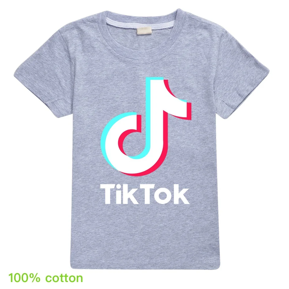 Модная детская футболка Tik Tok для мальчиков летняя повседневная из 100% хлопка с