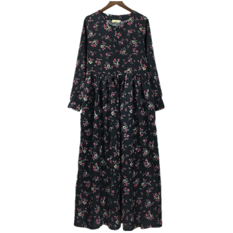 

2022 Spring Women Brand Dress Elegant Print long dress M-2XL Autumn Cotton party dress vestido de festa