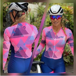 Pro Triathlon Long sleeve Womens Cycling Jersey Skinsuit bicycle Cycling Ropa ciclismo Jumpsuit little female cyclist clothing