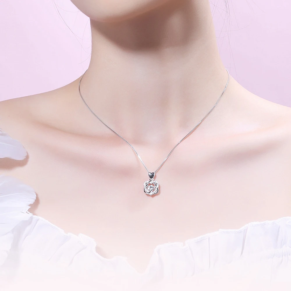 

New Dazzling Cubic Zircon Round Beating Heart CZ Star Pendant Necklaces for Women Rose Gold Silver Color Jewelry Dropshipping