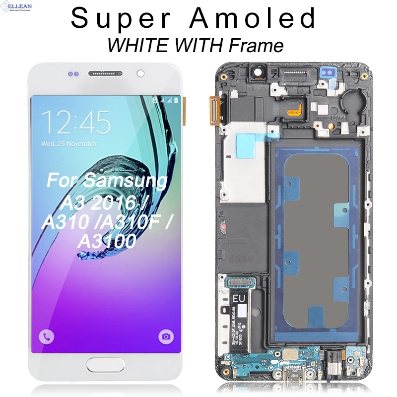 Catteny продвижение A310 ЖК-дисплей для samsung Galaxy A3 ЖК-дисплей с кодирующий преобразователь сенсорного экрана в сборе A310F дисплей с рамкой - Цвет: Amoled WH With Frame