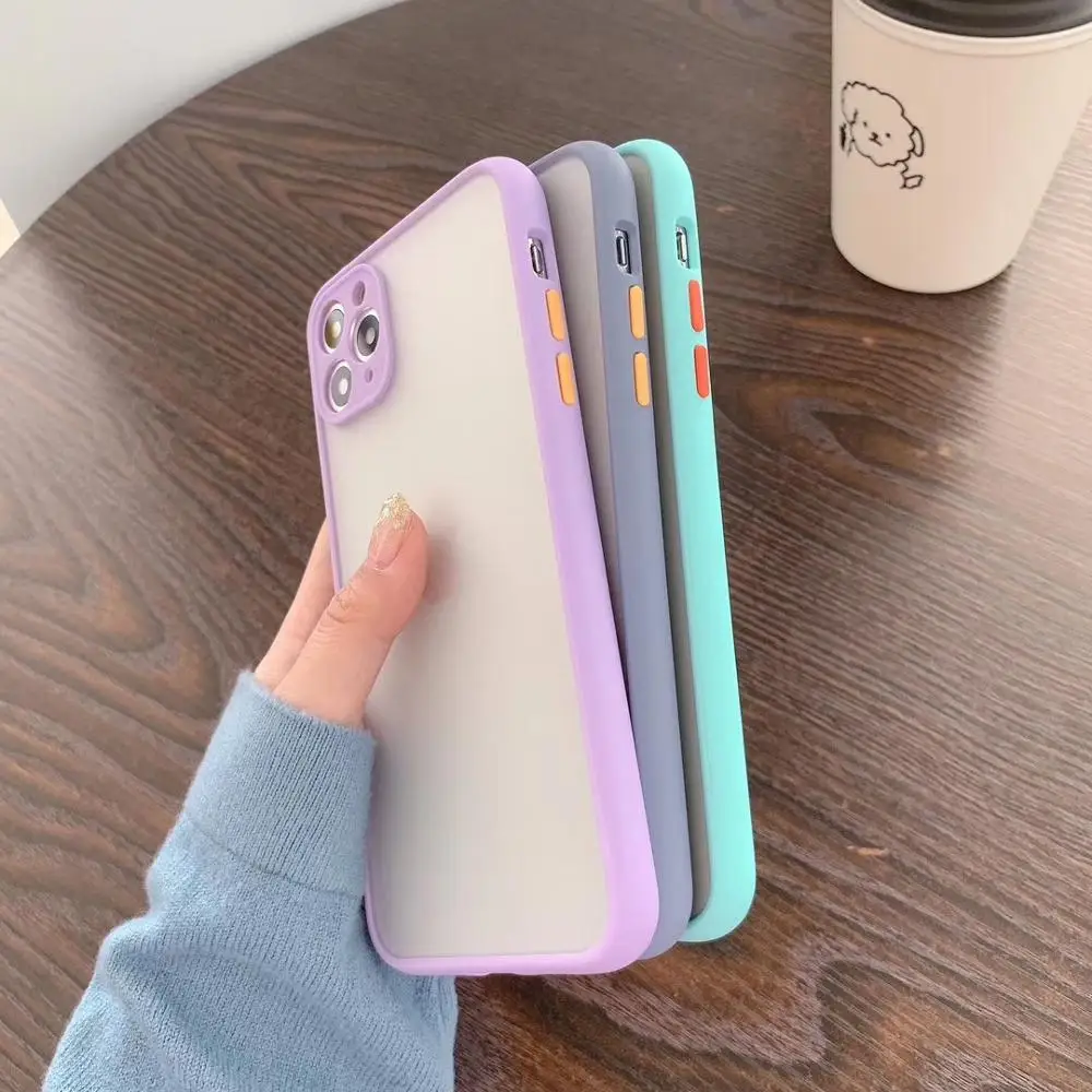 Mint Hybrid Simple Matte Bumper Phone Case for Iphone 11 Pro Max Xr Xs 6s 8 7 Plus Shockproof Soft Tpu Silicone Cover |
