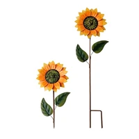 outdoor wrought iron sun flower sunflower plug in metal garden supplies for patio lawn yard plant stake landscape ornament decor