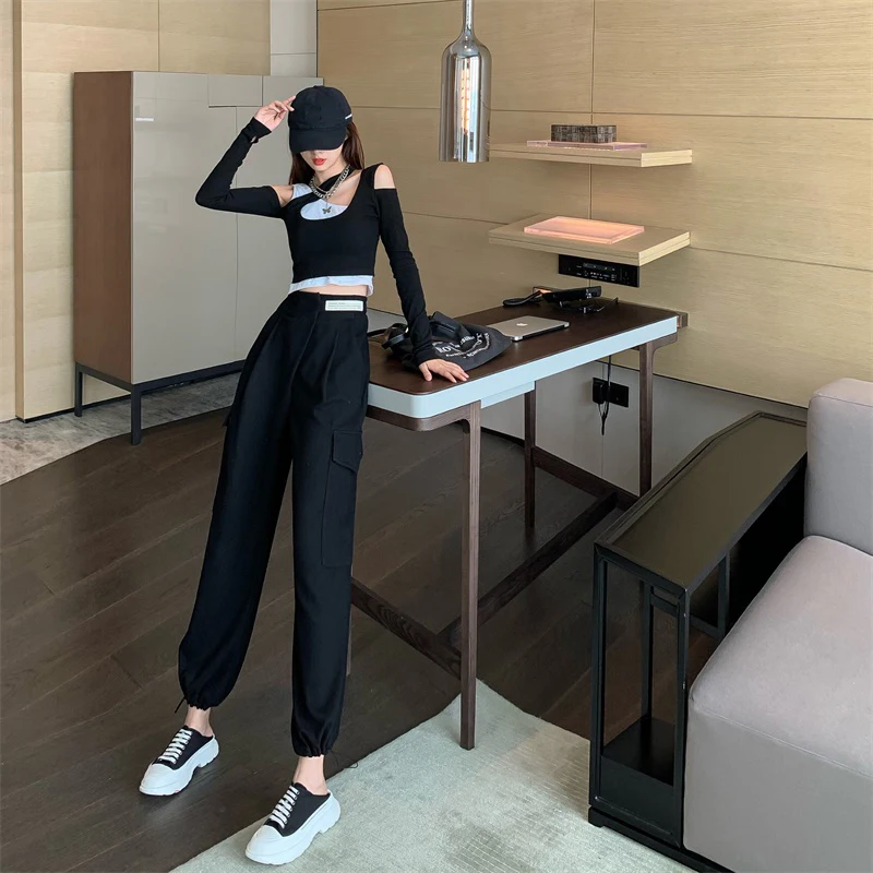 

Sister Fara New Woman's Pants Jogging High Waist Plus Size Female Double Pocket Loose Casual Harem Pants Ladies Sport Trousers