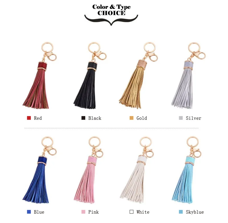 8 Colors Tassel Fringe Pu Leather Keychain Purse Bag Buckle HandBag Pendant For Car Keyring Holder Women Jewelry K226 | Украшения и