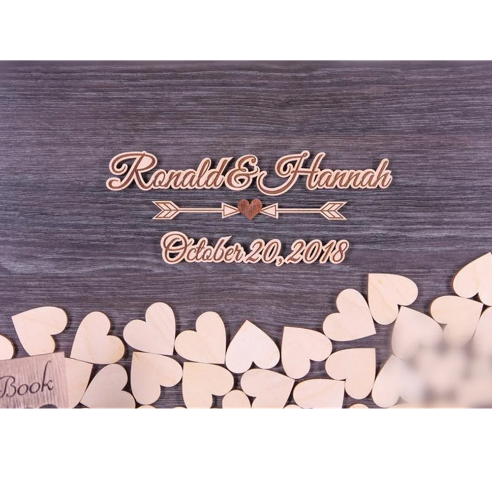 Деревянная Свадебная книга персонализированная рамка 3D деревенская подвесная