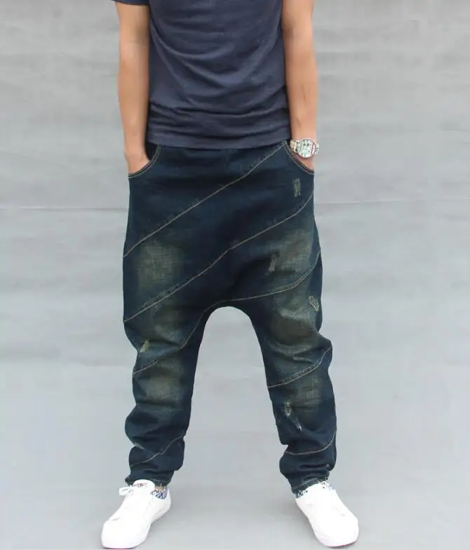 Jeans Men denim harem pants Loose Crotch Jeans Men's Hip-Hop Flying Squirrel Jeans