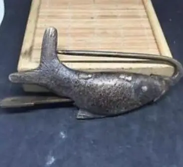 Старый китайский народный дом бронзовая Рыба Статуя собрать Античный ключ