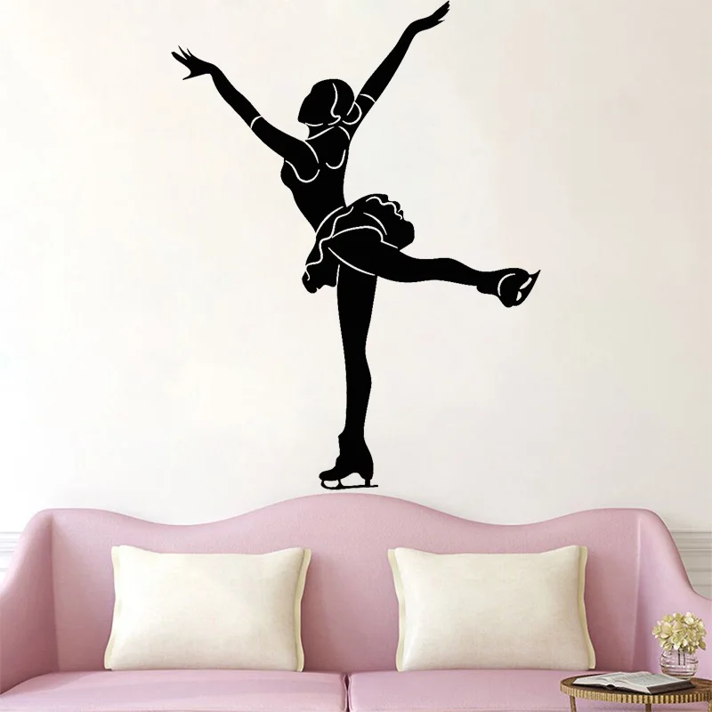 

Figure Skating Wall Sticker Ice Dancing Sport Vinyl Decal Girls Room Decoration Removable Home Decor Dancer Mural O148