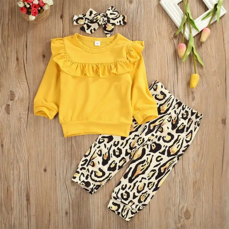 Комплект одежды Emmababy для маленьких девочек 3 шт. свитшот с оборками и штаны