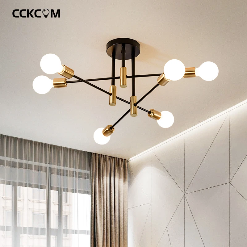 Современный скандинавский E27 черный светодиодный Люстра Эдисона лампы