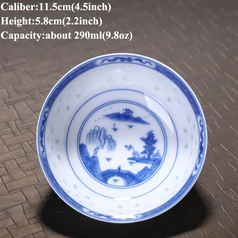 4 5 дюймов китайский пейзаж чаша Цзиндэчжэнь винтаж синий и белый фарфор