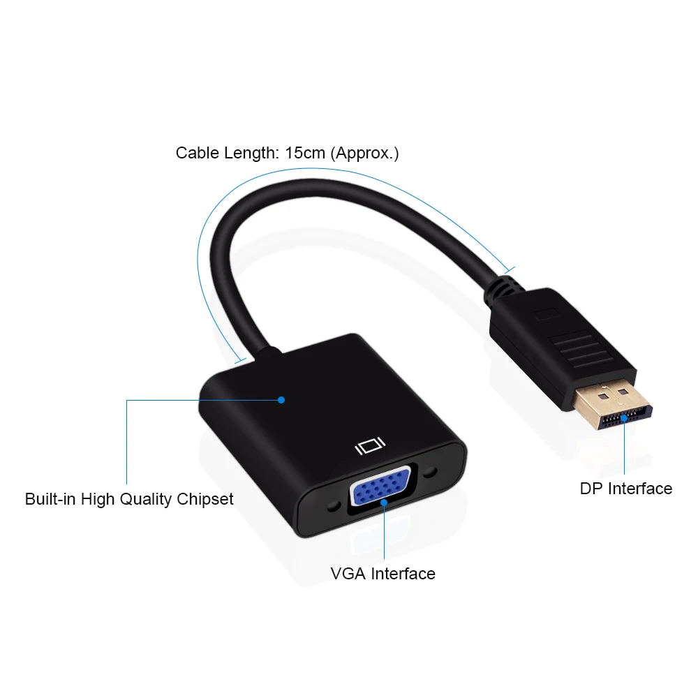 1080P 20 контактный разъем DP кабель переходник DisplayPort (папа) (15 контактов VGA Женский