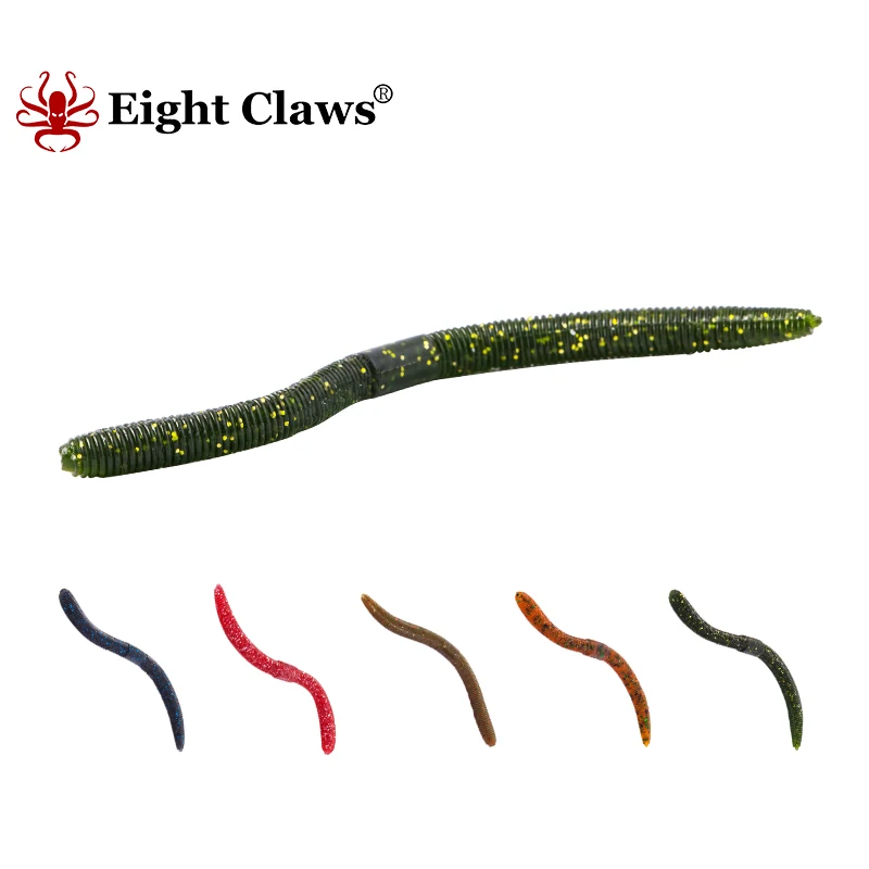 

EIGHT CLAWS Soft Fishing Lure Worm Baits Plastic Earthworm 10 Pcs 105mm 2g Rubber Wobbler Swimbait