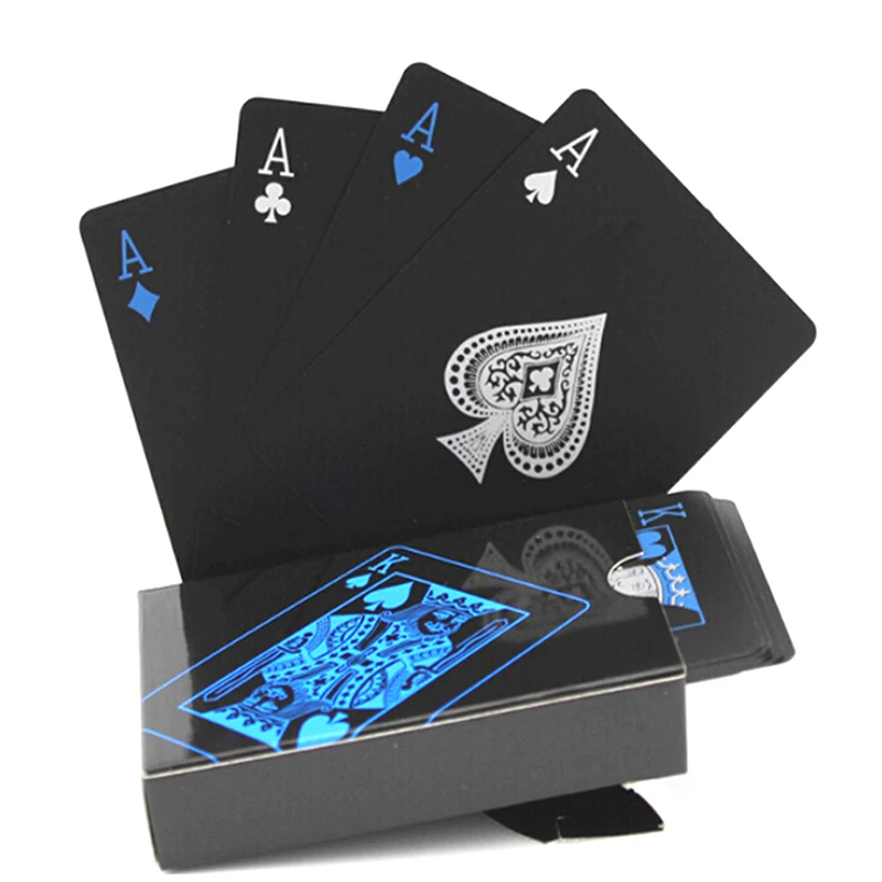 

54pcs new Waterproof PVC Pure Black Magic Box-packed Plastic Playing Cards Set Deck Poker Classic Magic Tricks Tool