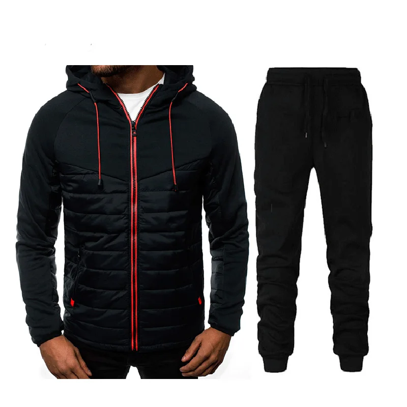 

2021 новые мужские спортивные костюмы осень-зима толстовка с капюшоном + штаны, комплекты из 2 предметов, толстовки с капюшоном на молнии спорт...